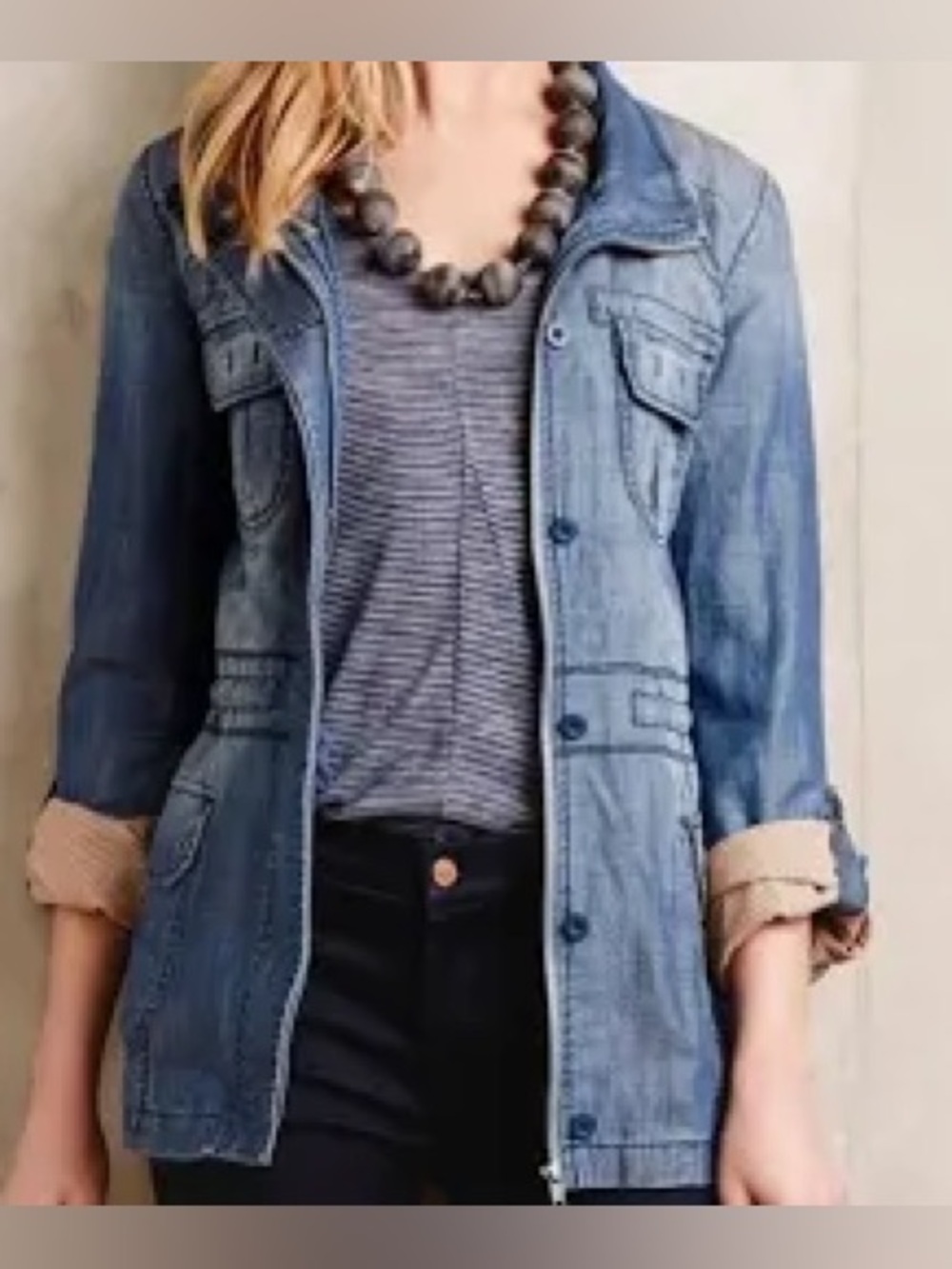 Anthropologie Marrakech anorak utility chambray jacket size XS petite